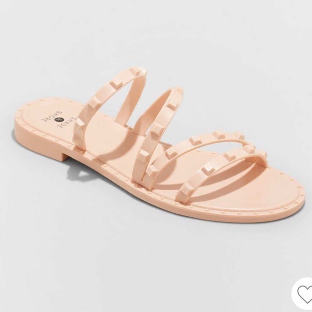 Shade And Shore Liv Womens Studded Strap Blush Slide Sandals nwt